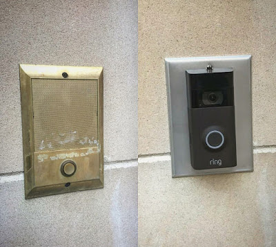 Old doorbell replaced with Ring smart doorbell